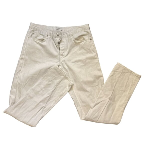 SANDRO Paris DROIT Denim 11" Rise Jeans Front Buttons Strait Cut Size 31 - Picture 4 of 11